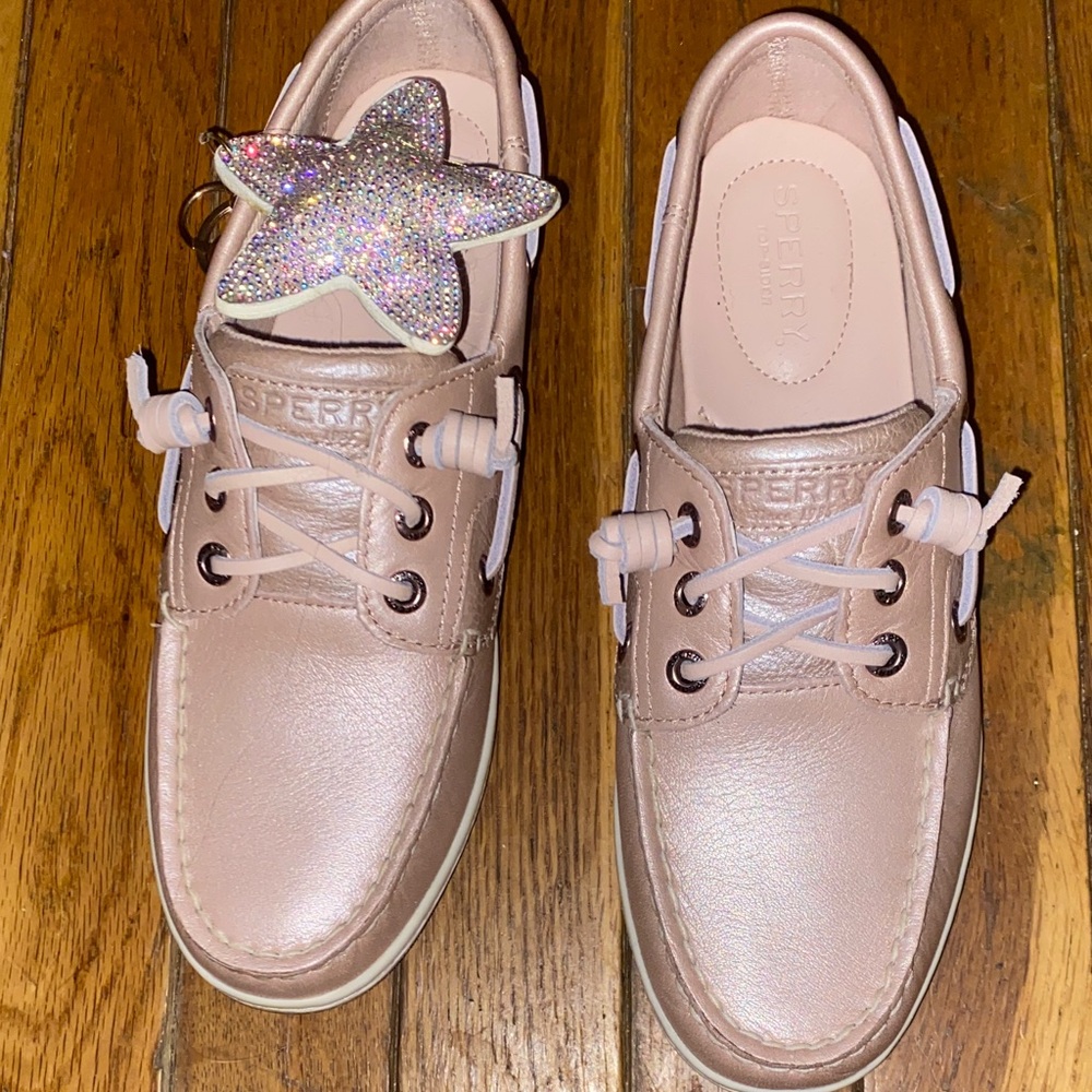 Sperry Pink Metallic Boat Shoes